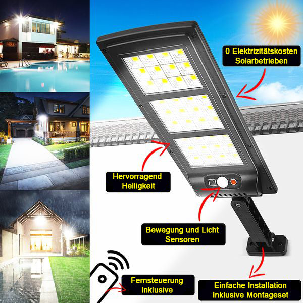 800W Solarna LED zunanja svetilka – zelo svetla stenska svetilka s senzorjem gibanja