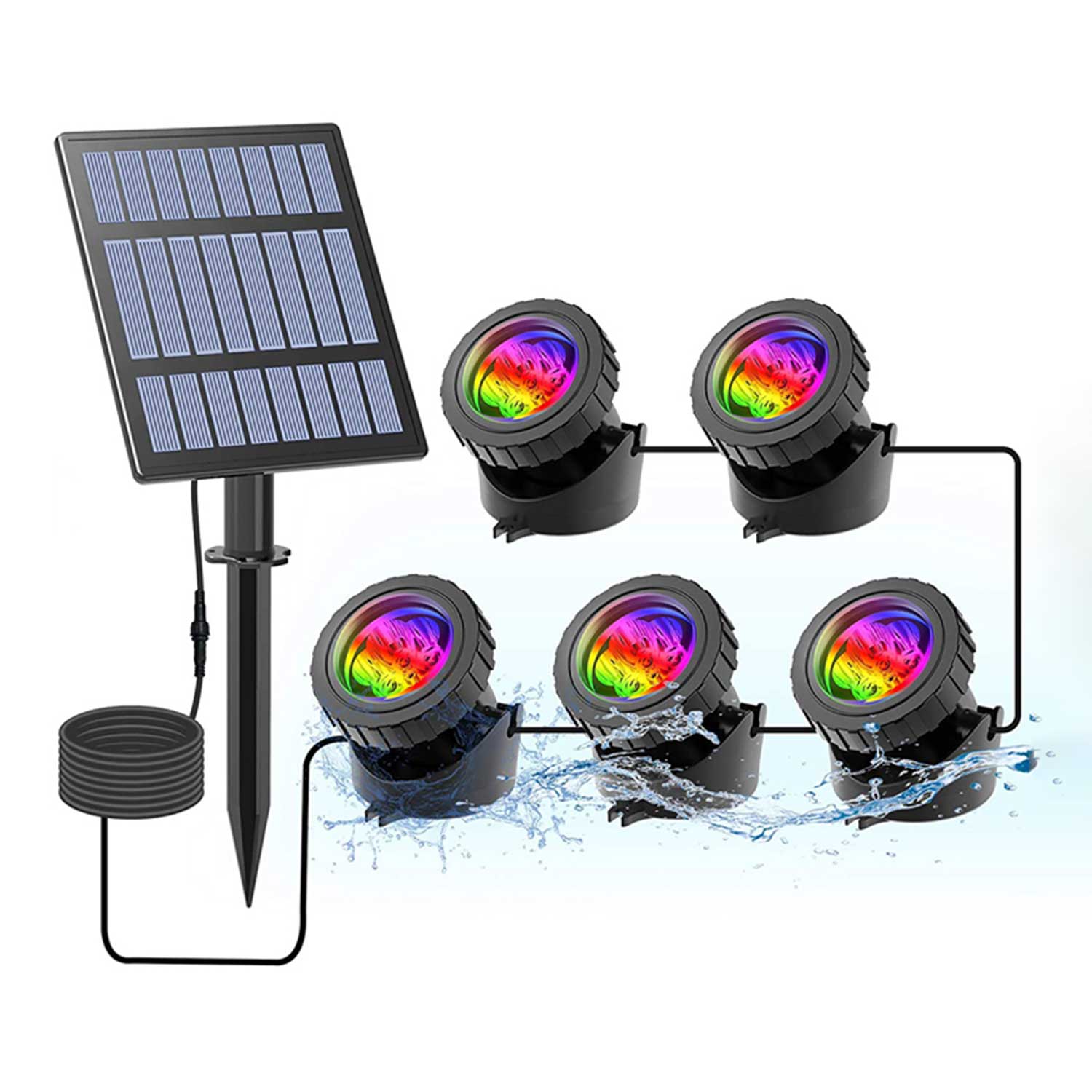 FarbeWelle™- Solar-RGB-Teich- und Poolbeleuchtungen