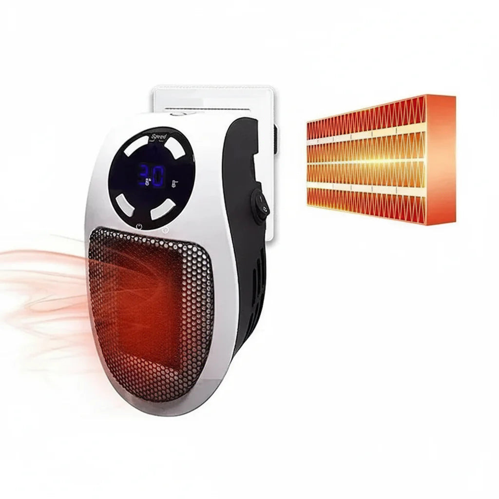 Przenośny elektryczny grzejnik z gniazdkiem – szybkie nagrzewanie i energooszczędny