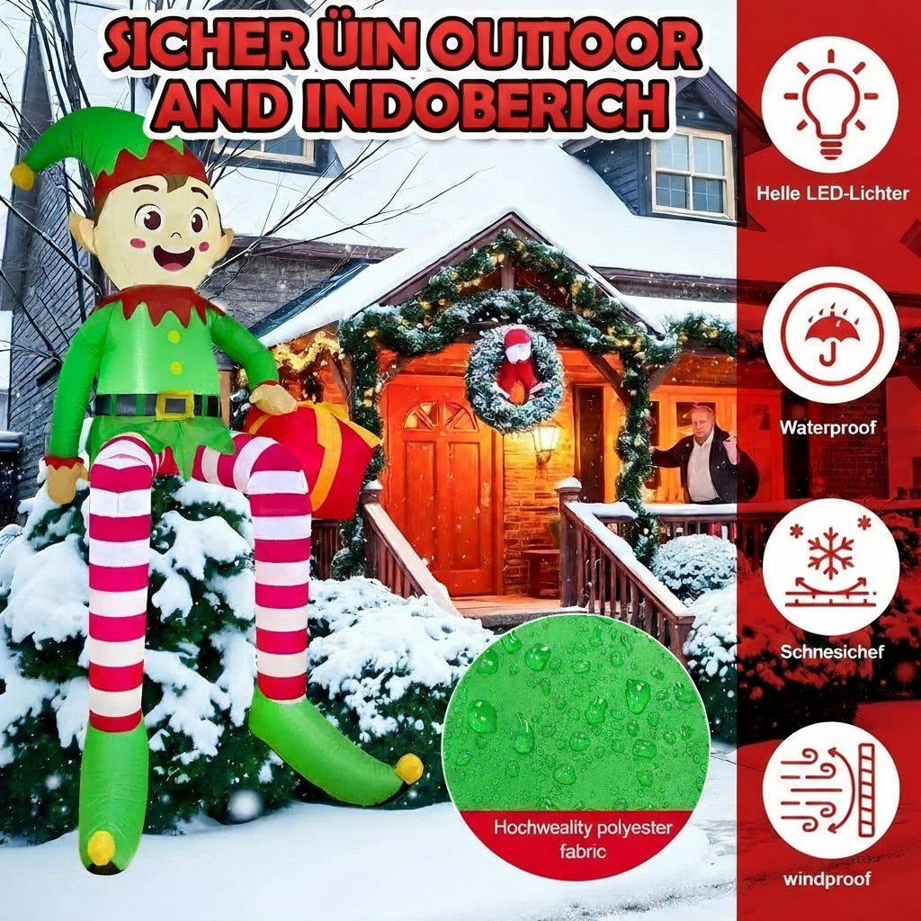 2.4m aufblasbarer Weihnachts-Elf mit LED-Beleuchtung