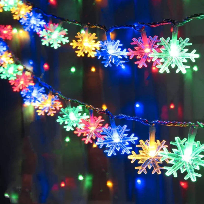 Schneeflocken LED-Lichterkette – USB/Batterie, Weihnachtsdeko für Innen & Außen