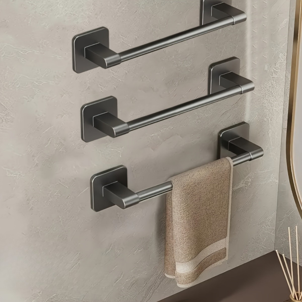 DekoStahl | Eleganter Schwarzer Handtuchhalter Ohne Bohren für Badezimmer 11