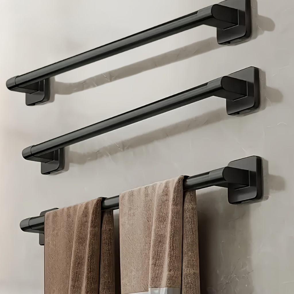 DekoStahl | Eleganter Schwarzer Handtuchhalter Ohne Bohren für Badezimmer 12