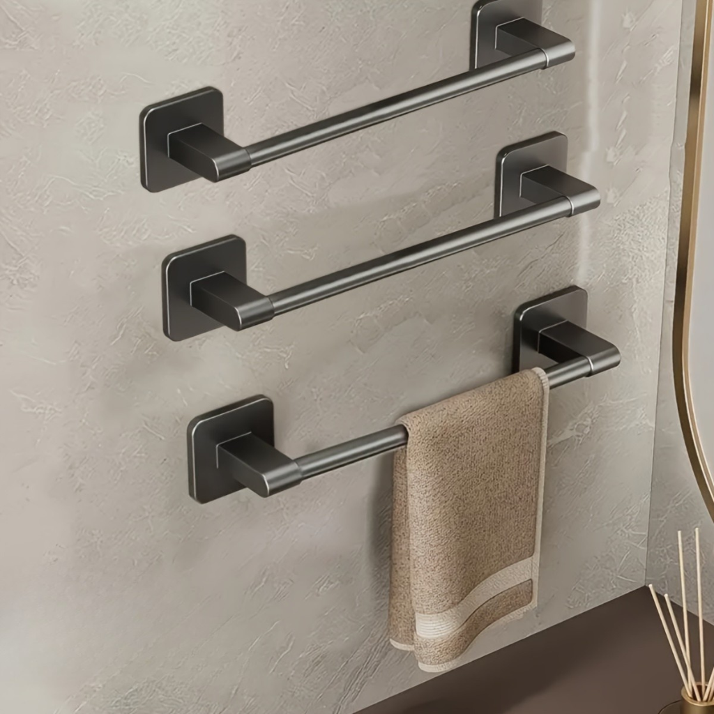 DekoStahl | Eleganter Schwarzer Handtuchhalter Ohne Bohren für Badezimmer 13