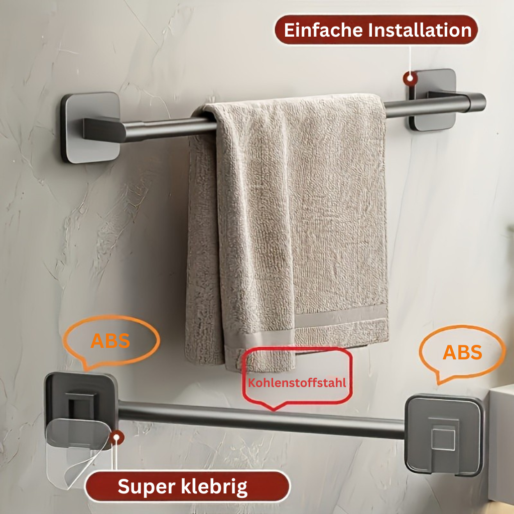 DekoStahl | Eleganter Schwarzer Handtuchhalter Ohne Bohren für Badezimmer 6
