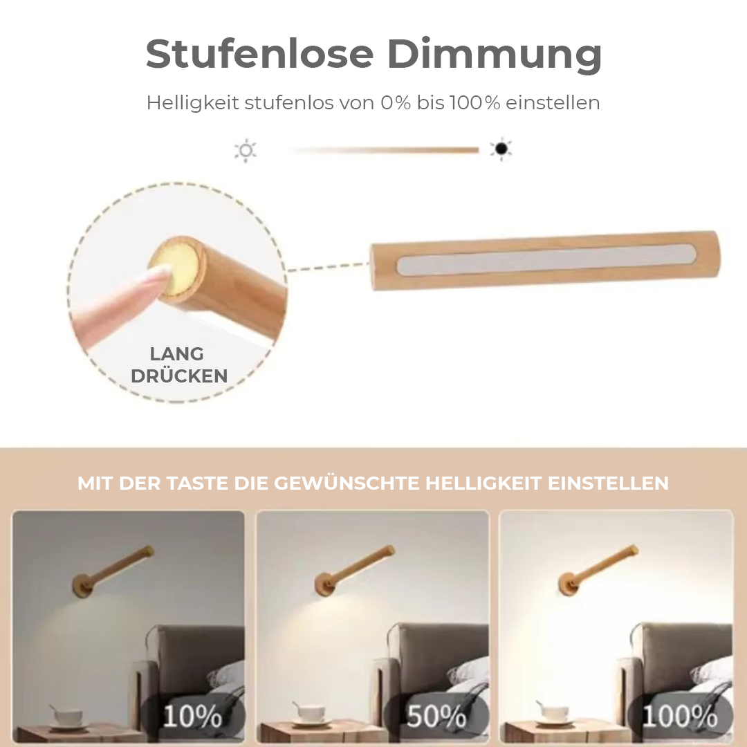 Lustre - Wiederaufladbare Wandleuchte aus Holz