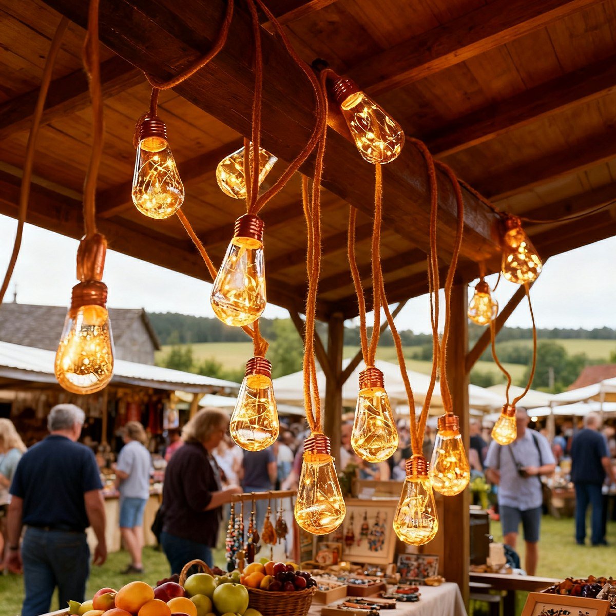RetroGlow | Nostalgische Solar Lichterkette Outdoor mit Warmweißem Licht 5