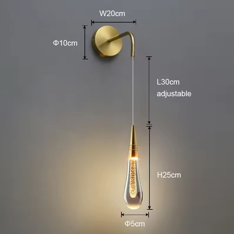 GoldenDrop™ – Luxuriöse Wand-Pendelleuchte aus Kristall in Tropfenform für Schlafzimmer oder Wohnzimmer