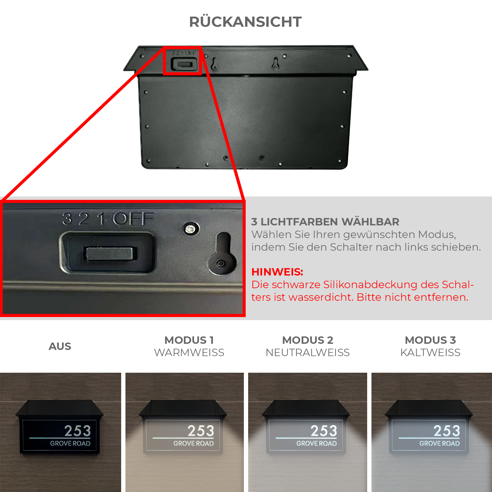 Personalisierte LED-Solar-Hausnummer 2.0
