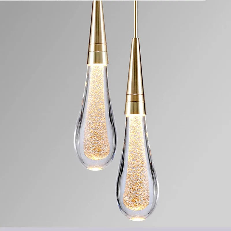 GoldenDrop™ – Luksusowa lampa wisząca ścienna z kryształu w kształcie kropli do sypialni lub salonu