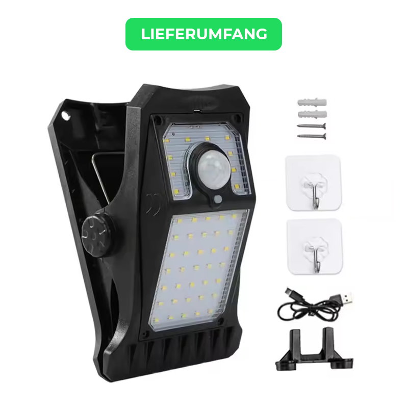 SolarClip Light – Solar Clip-Leuchte mit USB & Bewegungssensor